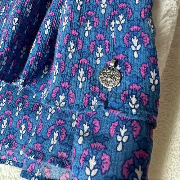 Maison Scotch Tropical Drift Silk Blend Skirt Blue Pink Patterned Tiered Lined L - Picture 2 of 7